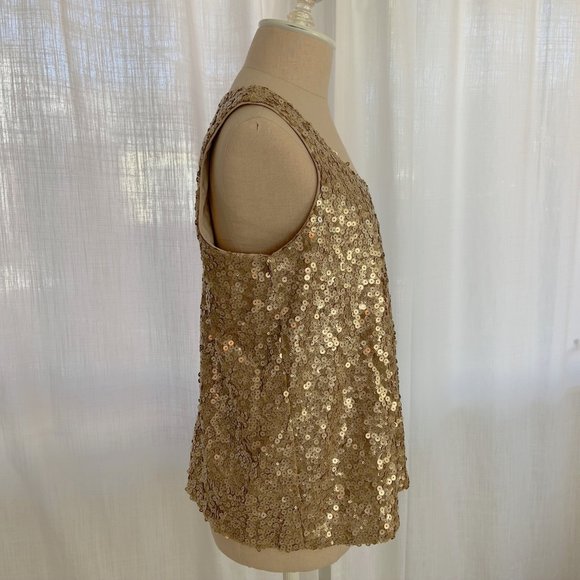 Champagne Gold Sequin Vince Camuto Tank Top - Picture 5 of 6